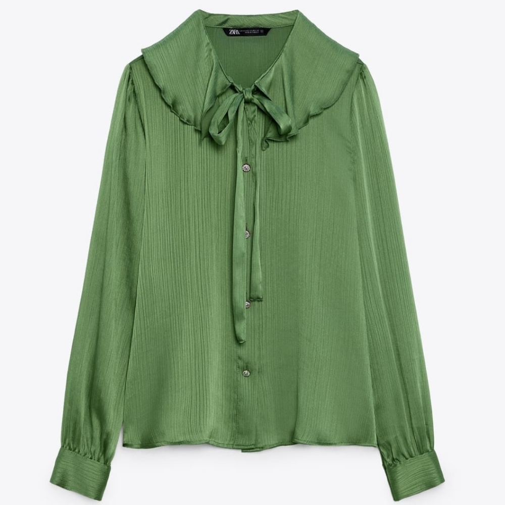 JEWEL BUTTONED SATIN EFFECT BLOUSE
